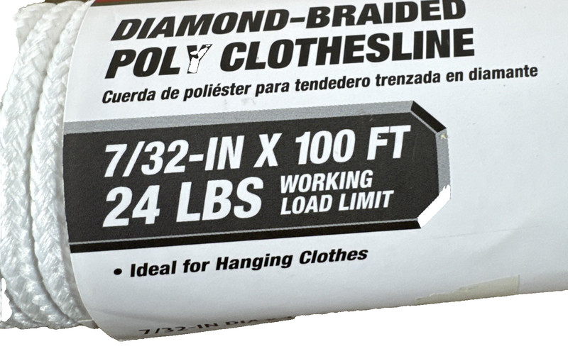 NEW Hyper Tough Poly Blend Diamond Braid Rope White 7/32" x100' 24lbs Load Limit gallery