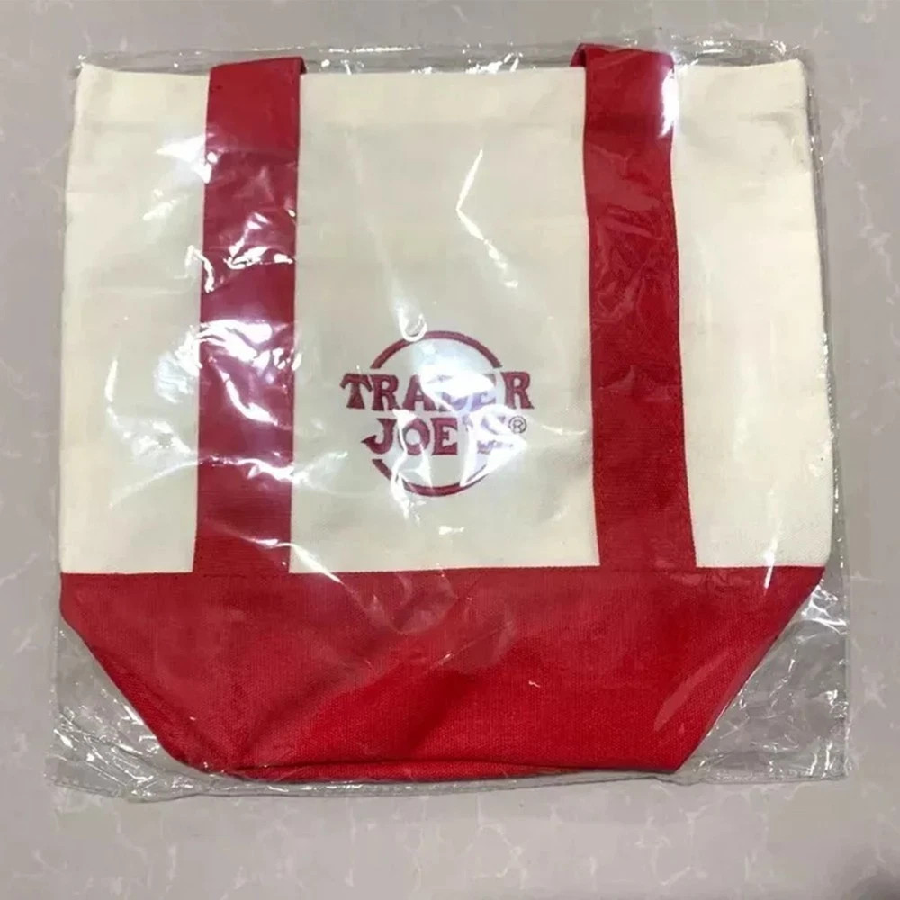TRADER JOE'S MINI CANVAS BAG HEAVY COTTON REUSABLE SHOPPING BAG MINI RED gallery