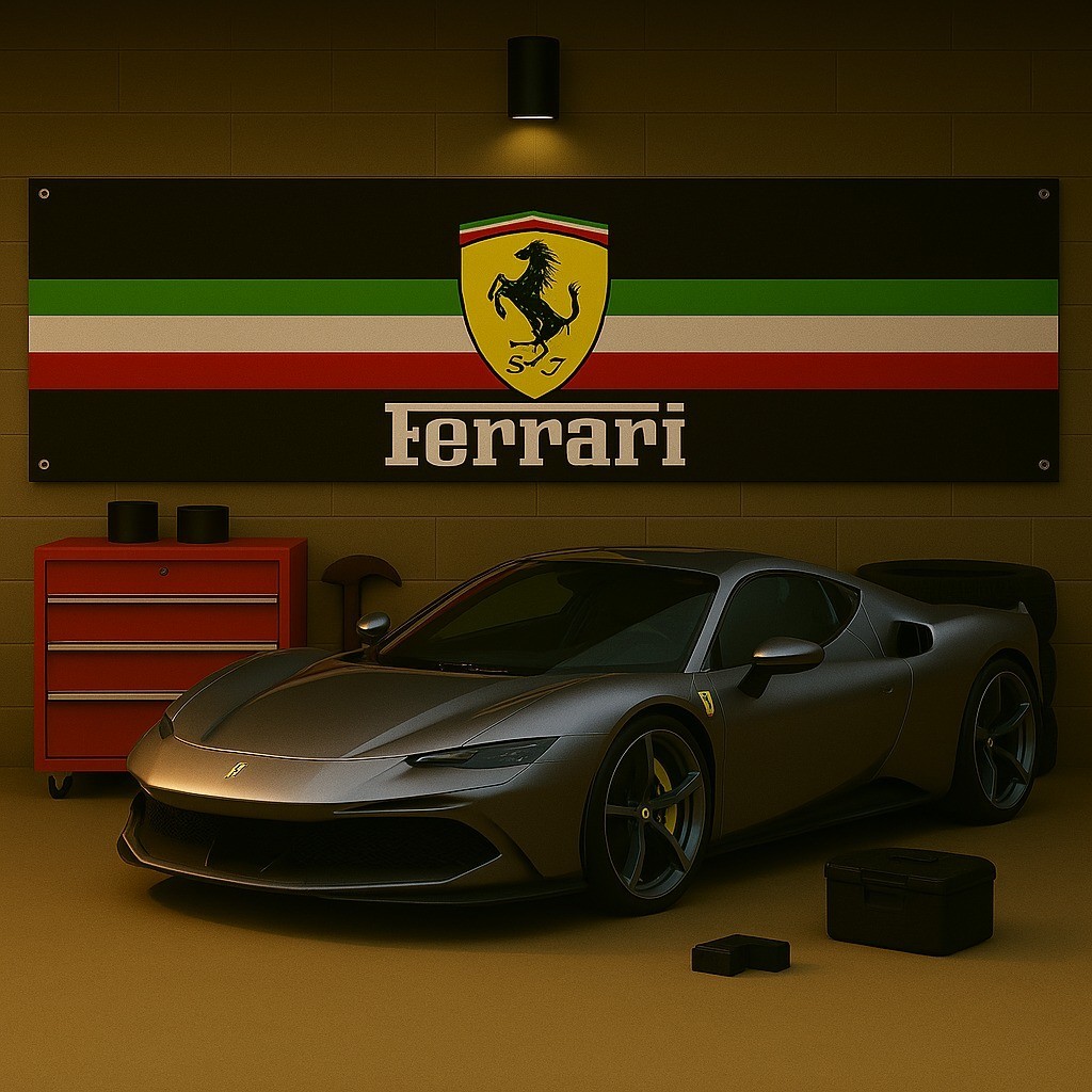 Italian Stallion Racing Shield Banner – 71x24" Garage or Workshop Display gallery