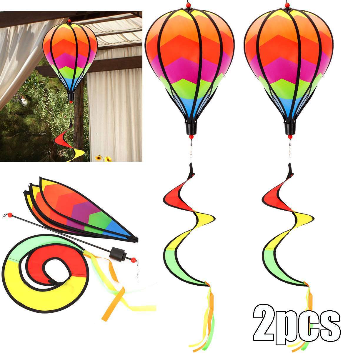 Hot Air Balloon Wind Spinner Rainbow Pinwheel Windsocks Spiral Windmill Rainbow gallery