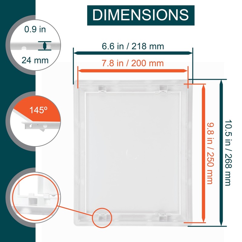 8" x 10" White Plastic Access Panel. Service Shaft Door Panel. Plumbing, Elec... gallery