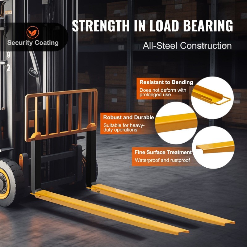 Rust-Resistant Fork Extensions 84in L 4.5in W 4000lb Carbon Steel Pair gallery