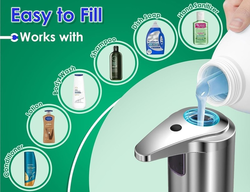 Automatic Soap Dispenser Touchless 280ml Dish/Hand Soap for Bathroom Kitchen gallery