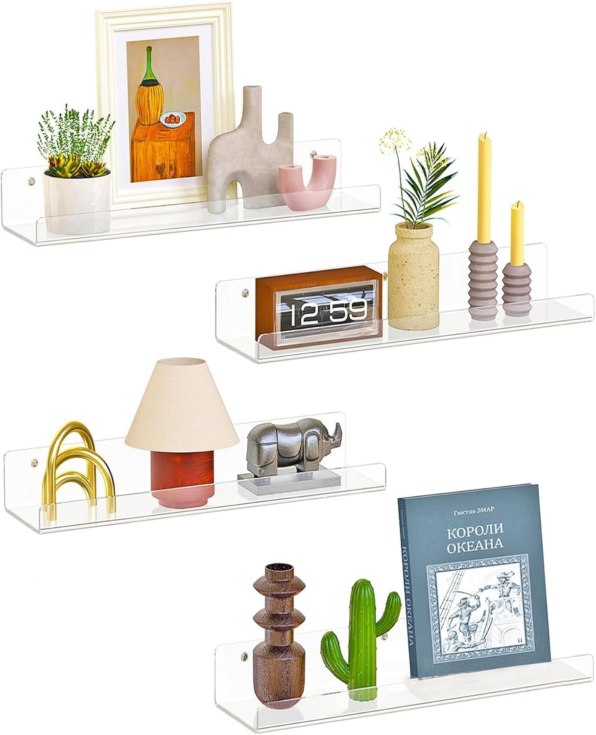Acrylic Floating Wall Shelf,4 Pack Floating Shelves for Wall, Clear Book Shelf gallery