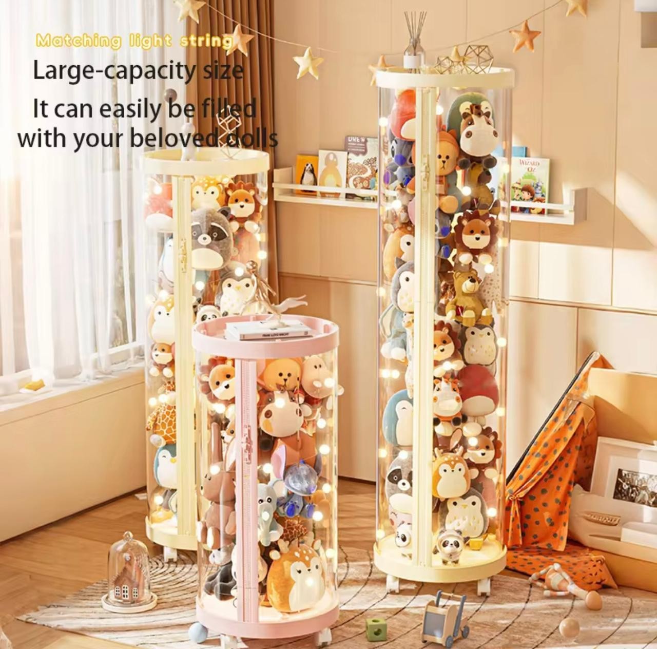 Transparent Doll Toy Storage Box Plush Toy Organizer with Zipper Kids Storage gallery