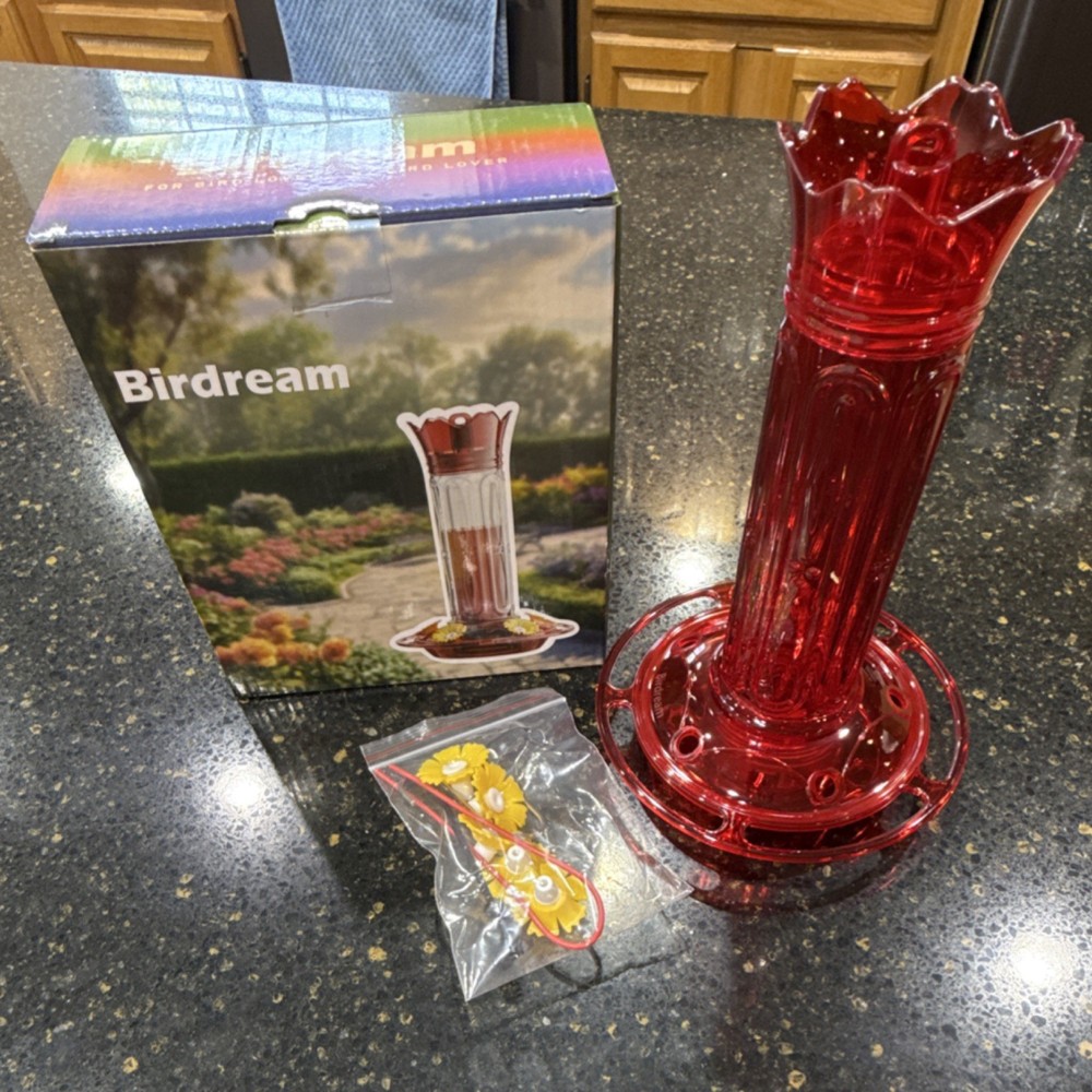 Birdream Red Plastic Hanging Nectar Feeder for Hummingbirds, Assembly Required