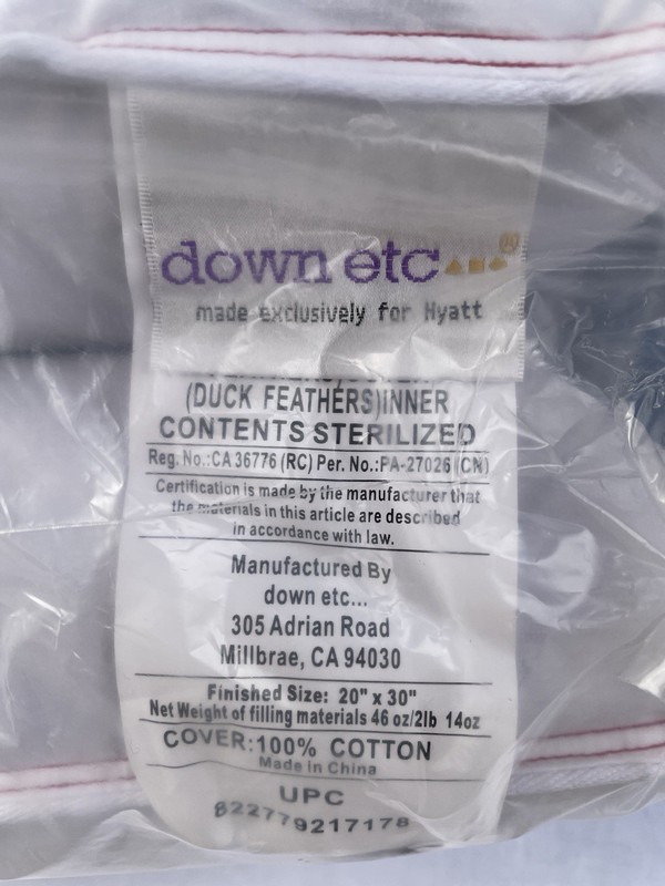 2 Pack Down Etc. for Hyatt 90 Down and 10 Feather Pillow Standard Pillows gallery
