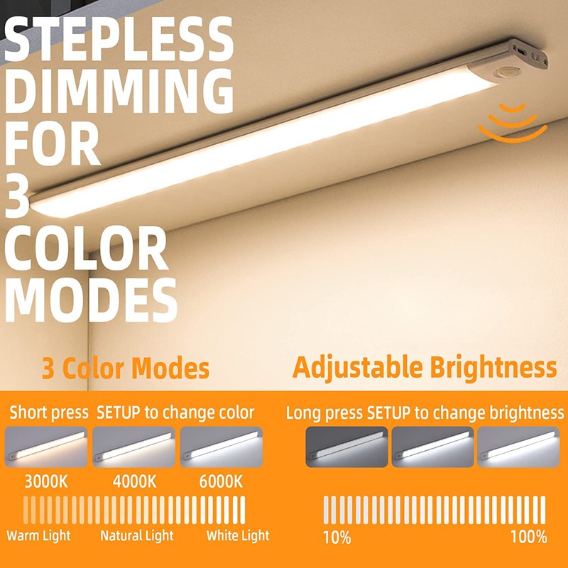 LED Motion Sensor Cabinet Closet Light Under USB Rechargeable Kitchen Strip Lamp gallery