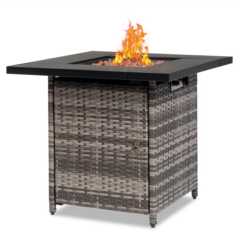 Wicker Outdoor 28" Square Fireplace Propane Fire Pit Patio Gas Table 50,000BTU gallery