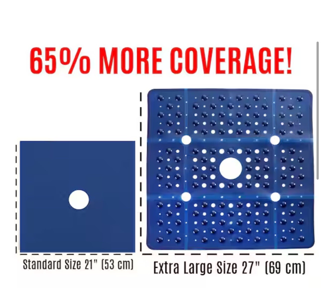 🔥65% MORE COVERAGE! SlipX Solutions Navy Blue Extra Large Shower Mat gallery