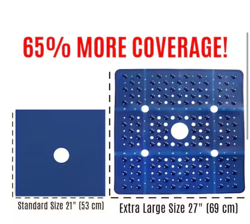 🔥65% MORE COVERAGE! SlipX Solutions Navy Blue Extra Large Shower Mat gallery