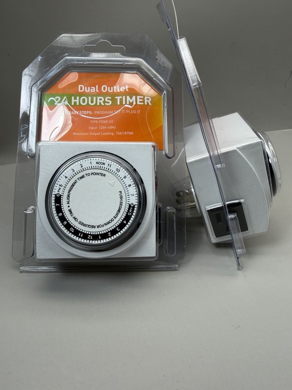 Grow Trees Dual Outlet Timer FD60-U2 24 Hours Wall Plug-In White 1875W 125V gallery