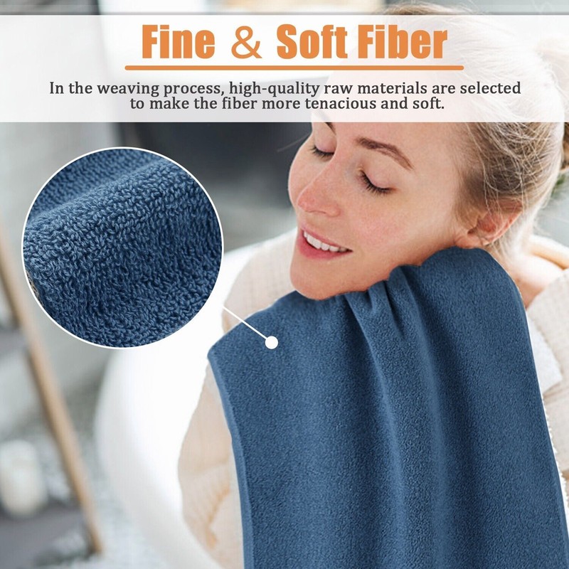 4PCS Cotton Bath Sheet Solid Luxurious Set Super Absorbent Quick Drying Towel US gallery