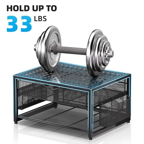 Metal Printer Stand for Desk with Storage Drawer and 2 Pen Holders, 2 Black gallery