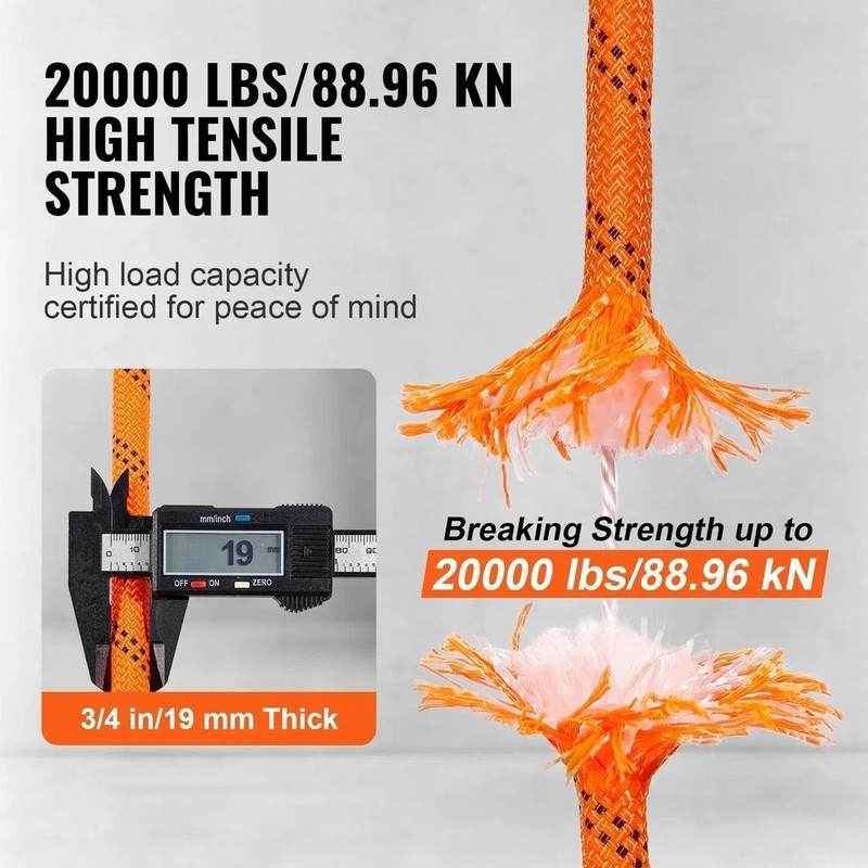 Double Braided Polyester Rope, 3/4 in x 220 ft, 24 Strands, 12700 LBS Breaking gallery