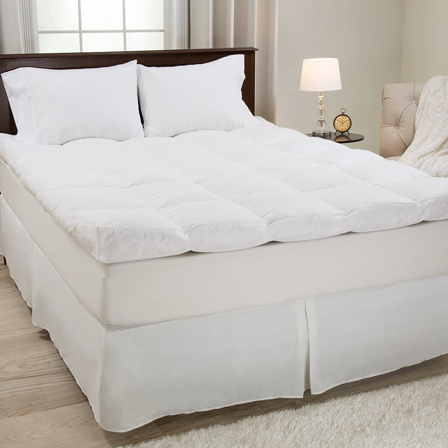 4 Inch Mattress Topper Down Duck Feather Bed Gusset Matress Pad w Cotton Cover gallery