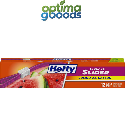Hefty Slider Jumbo Storage Bags, 2.5 Gallon Size, 12 Count, Durable & Leak-Proof gallery
