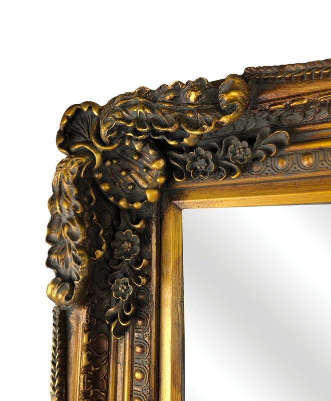 Large Gilt Wood & Plaster Baroque Rococo Regency Beveled Wall Mirror 31 x 35" gallery