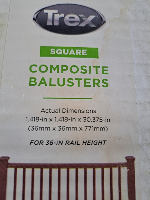 16 PC TREX TRANSCEND RAILING SQUARE COMPOSITE TREE HOUSE BALUSTER 1.418 X 30.375 gallery