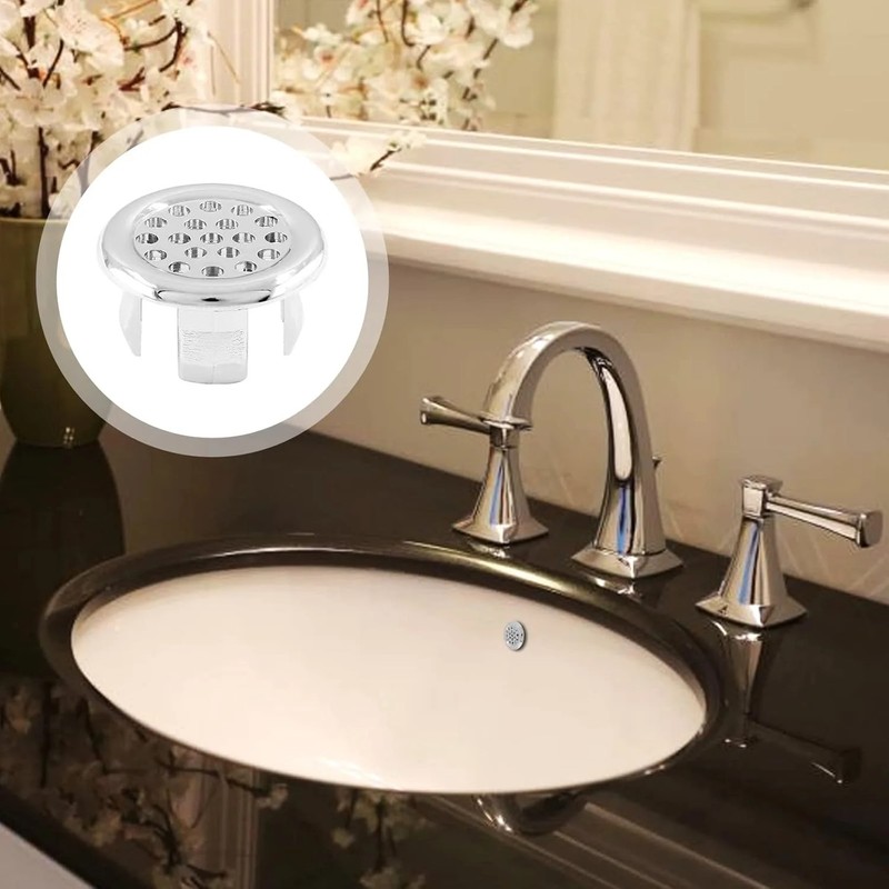 3 Pack Bathroom Sink Overflow Trim Ring, Electroplating Chrome Overflow Drain Co gallery