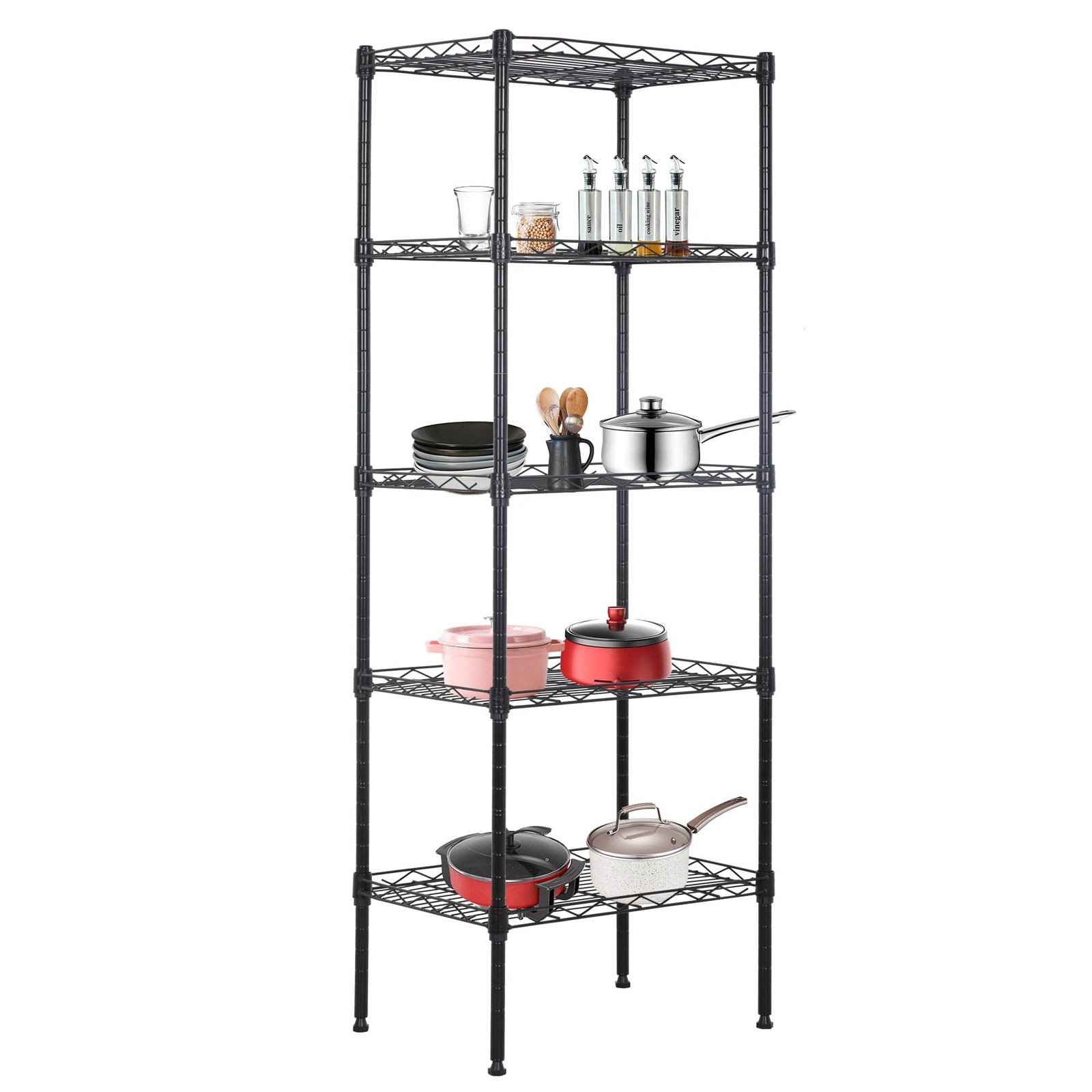 BestOffice | 5-Tier Wire Storage Shelves | 17x12x48 | Black | with Adjustable... gallery