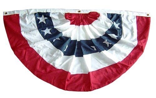 (3 pack) 3x6 FT Double Sided Poly/Cotton US Made American Flag Bunting Half Fan gallery