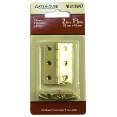 GATE. HOUSE 0311947 2- Solid Brass Hinges 2inX1-3’8in (50mmX44mm), 033923890250