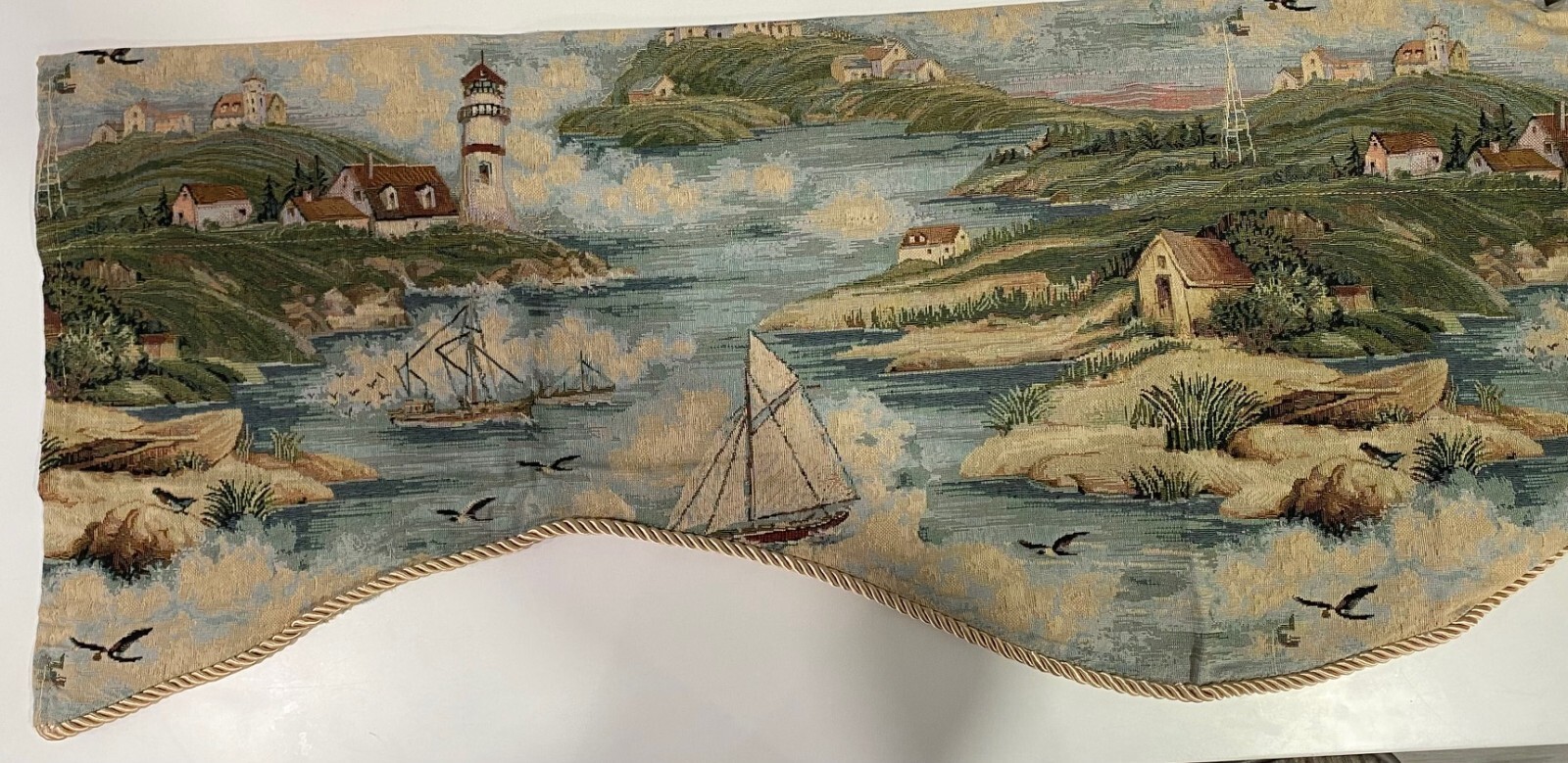 Lighthouse Tapestry Valance Coastal Seaside Sailboat Beach Valance gallery