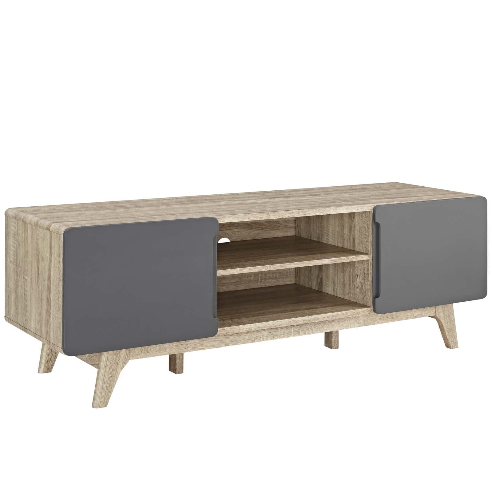 Modway Tread 59" Particleboard Wood TV Stand for TVs up to 65" in Natural/Gray gallery