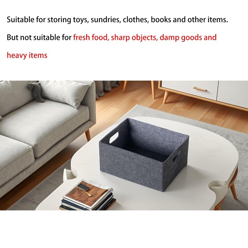 2 pack self-supporting collapsible felt storage basket in darkgrey for storag... gallery