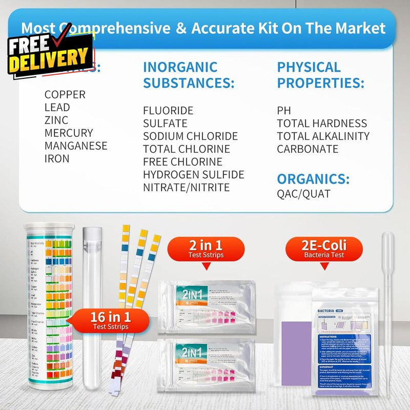 20 in 1 Complete Drinking Water Test Kits 125 Strips-Well Tap Home City Water... gallery