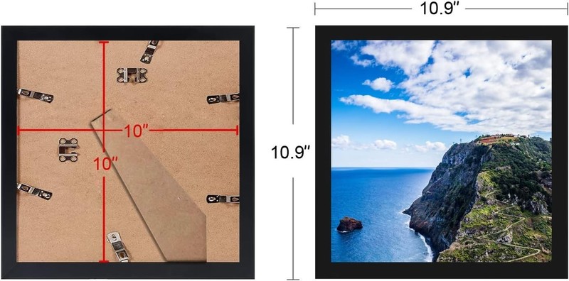 10X10 Black Picture Frame, Tabletop and Wall Mounting, Decoration for Photos, Pa gallery