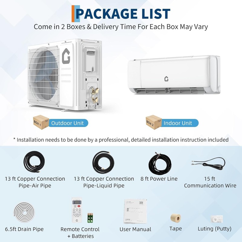 18000 BTU Mini Split Air Conditioner Heat Pump WiFi Inverter 21 SEER2 230V w/kit gallery