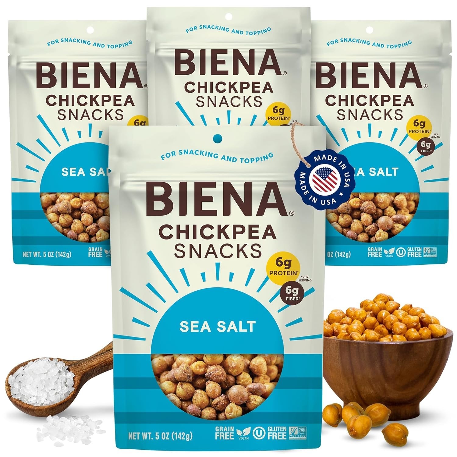 Sea Salt Roasted Chickpeas 4 Pack Crunchy Vegan Protein Snack Gluten Free gallery