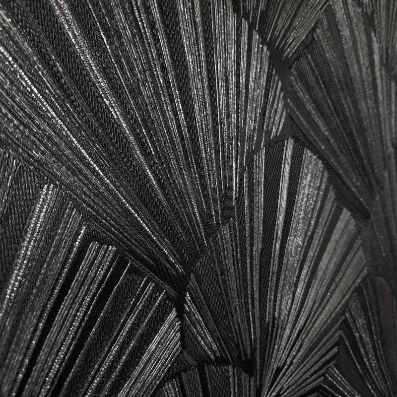 Modern charcoal black gray silver shell art deco faux fabric textured Wallpaper gallery