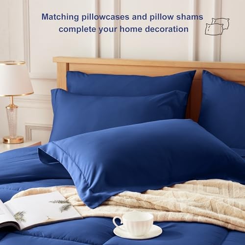 Comforter Set Blue - Bed in a Bag Size 7 Pieces, All Queen Blue - Square gallery