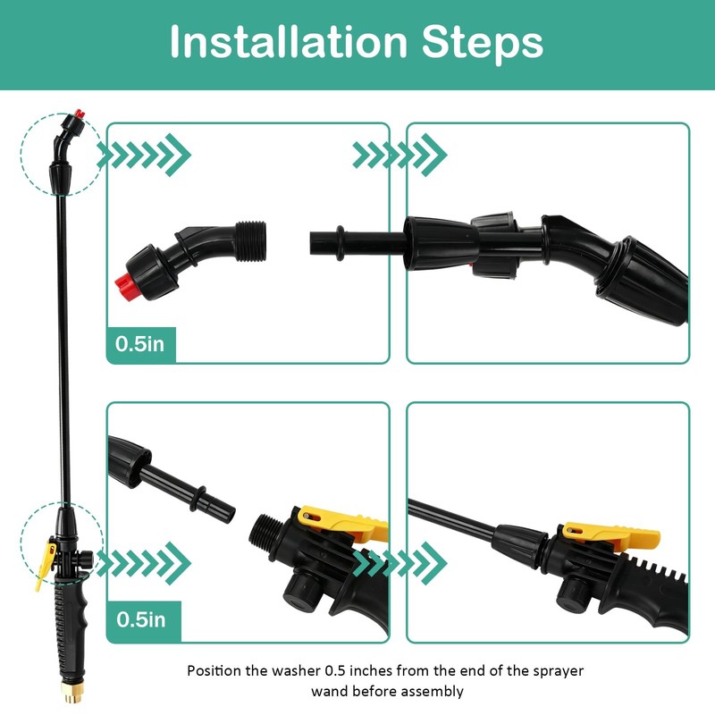 Acid Resistant Pump Sprayer Wand Kit with 4 Nozzles and Brass Fittings gallery