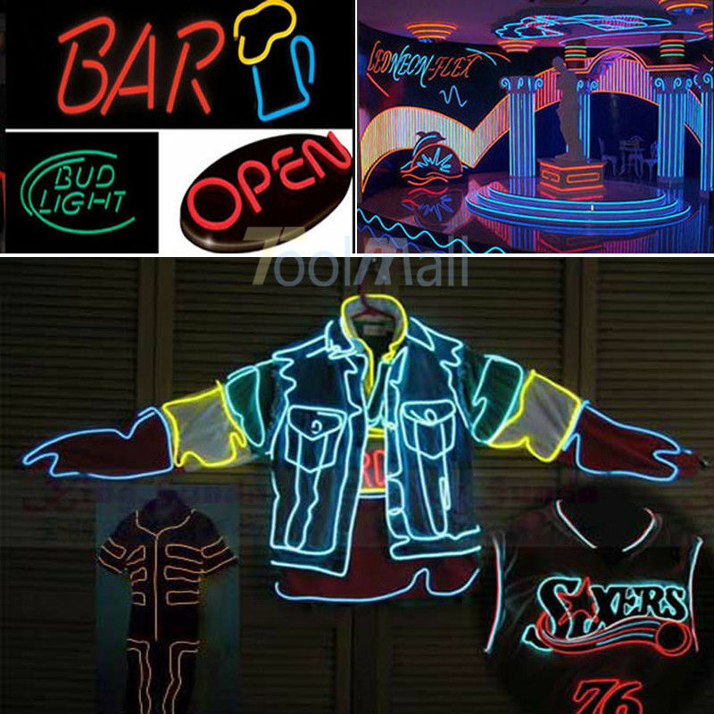 Neon LED Lights Glow EL Wire String Strip Rope Tube Decor Car Party + Controller gallery