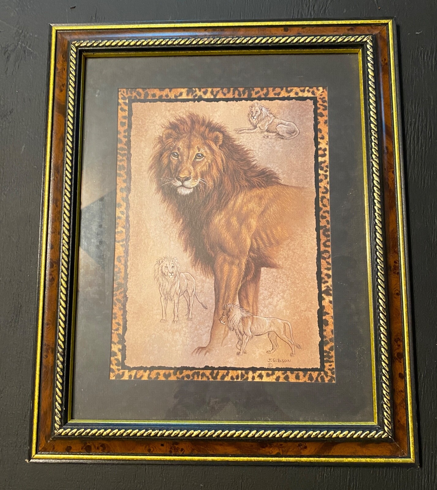 Home Interiors And Gifts Large Framed Lion Print 17 X 14 X 1 Made in USA gallery