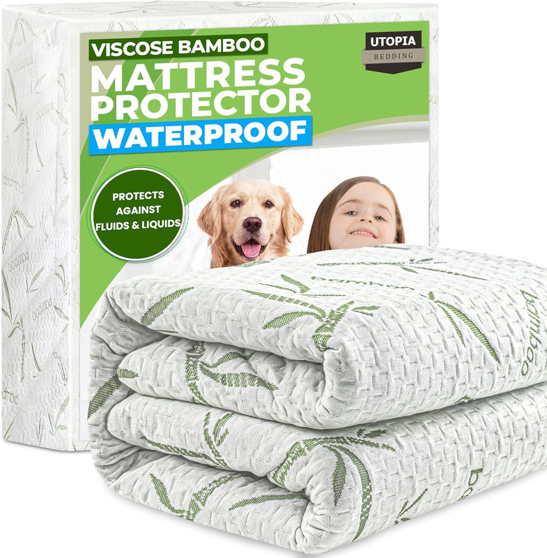 Waterproof Mattress Protector Queen Size Bed, Premium 200 GSM Bamboo Viscose Coo gallery