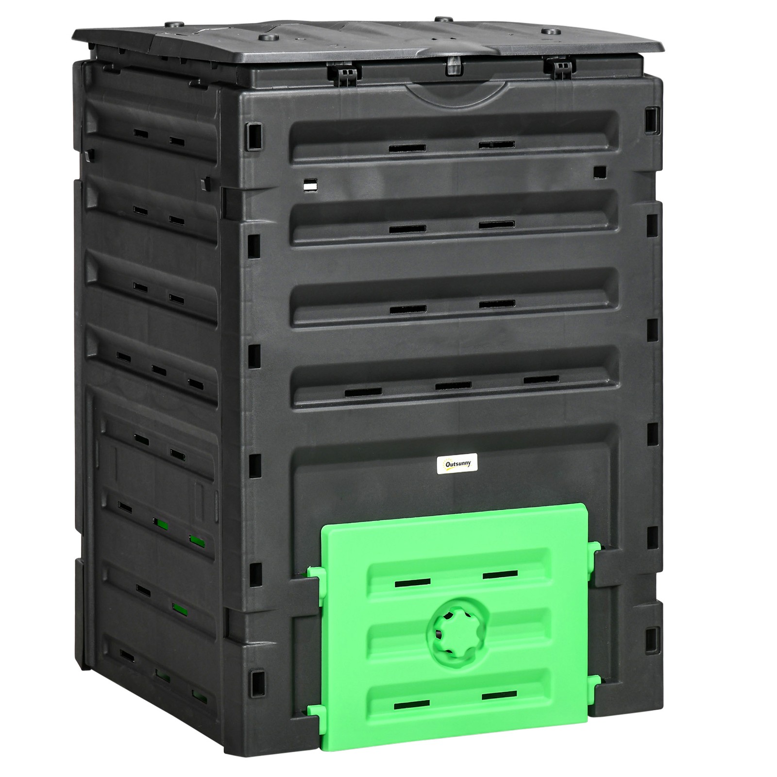 120 Gallon Garden Compost Bin BPA-Free Composter w/ 80 Vents, 2 Doors Black gallery