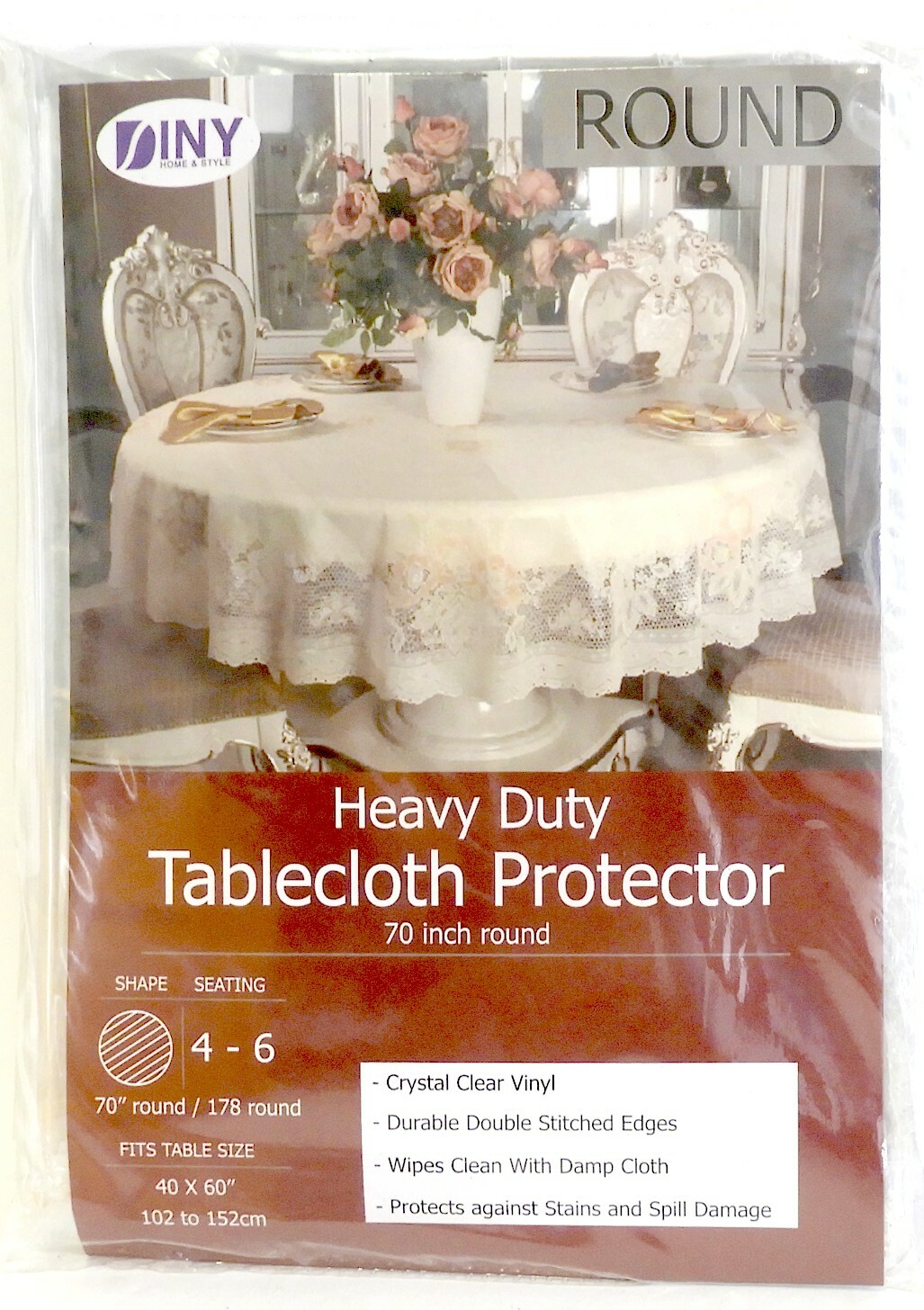 Table Cover Crystal Clear Vinyl Heavy Duty Tablecloth Spill Protector 70" Round gallery