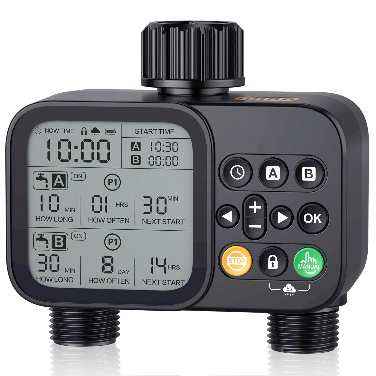 TJJFMM Sprinkler Timer for Garden Hose, 2 Outlet 8 Programmable, WT08- BLACK gallery