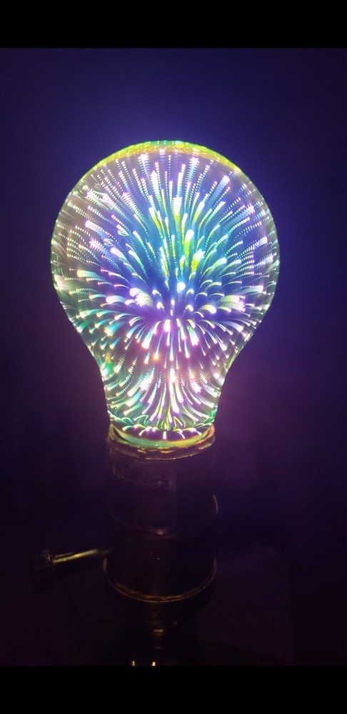 Colorful Firework LED Light Bulb 3D Indoor 110V 4W, 25,000 hrs. Standard Base