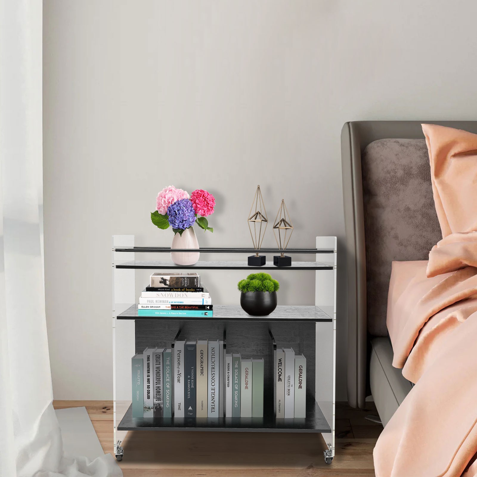 Acrylic End Table,Rectangle Side Table, Bamboo Acrylic Modern End Table gallery
