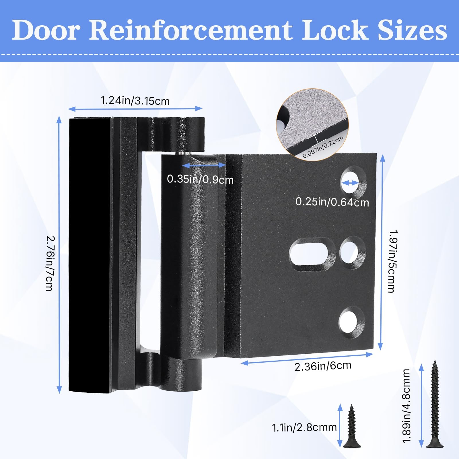 Child Safe Door Lock Inward Opening 800lbs Reinforcement Lock Silver 2 PCS gallery