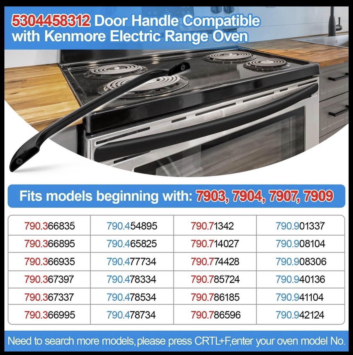 Oven Handle Replacement 5304458312 Kenmore/Electrolux/Frigidaire Electric Range gallery