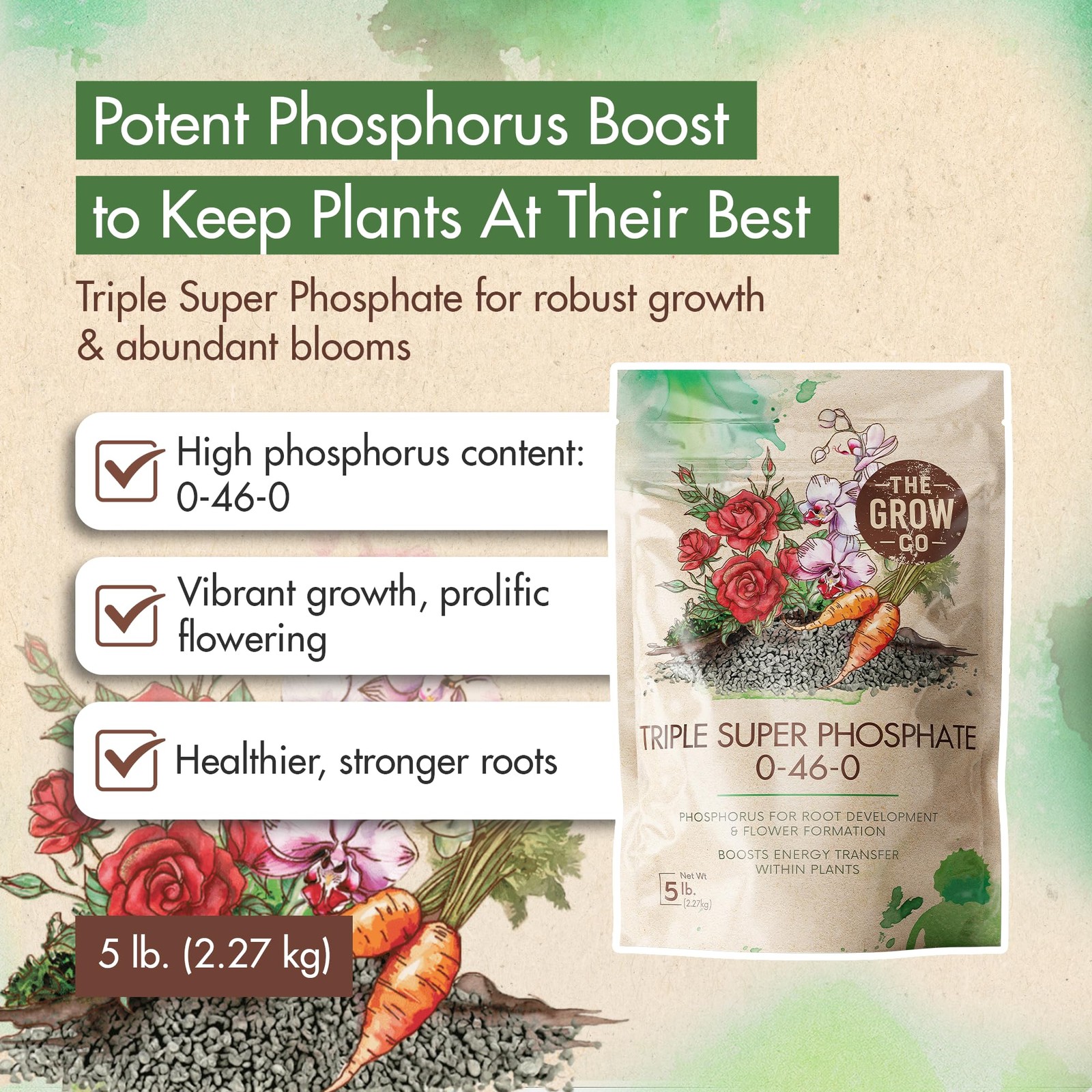 Triple Super Phosphate 0-46-0 Fertilizer for Strong Roots & Flowers, 5 lb gallery