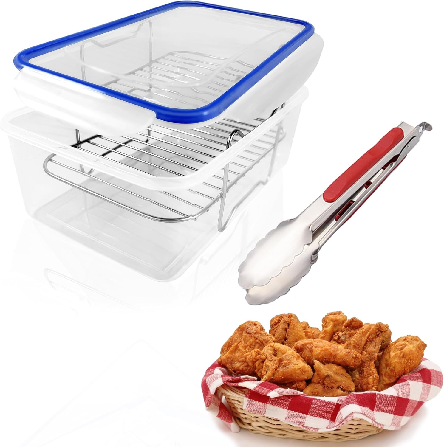Batter Bowl, Mess Free Breading with Lid Flour Shaker for Seasoning Fried Fish, gallery