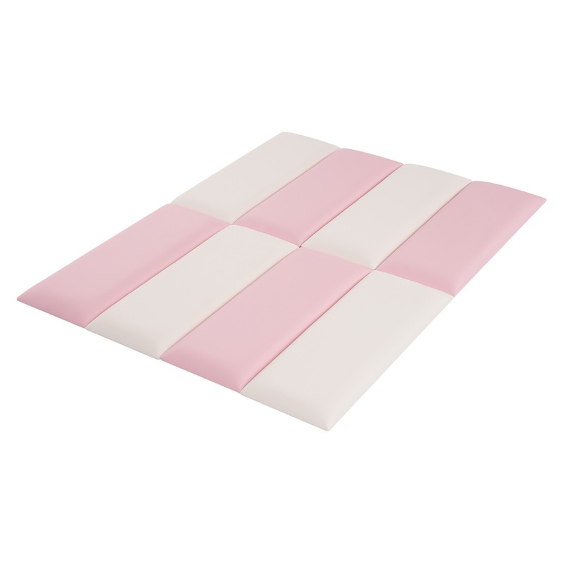 8-Pack Wall Padding Panels 20×50cm 30mm Adhesive Baby Safety White Pink gallery